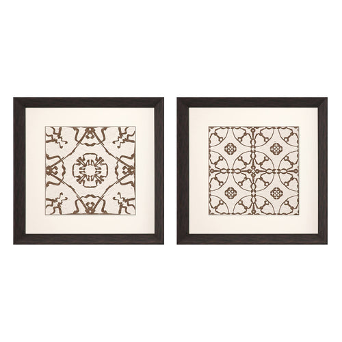 Saunders Motif On Cream I Framed Art Set of 2