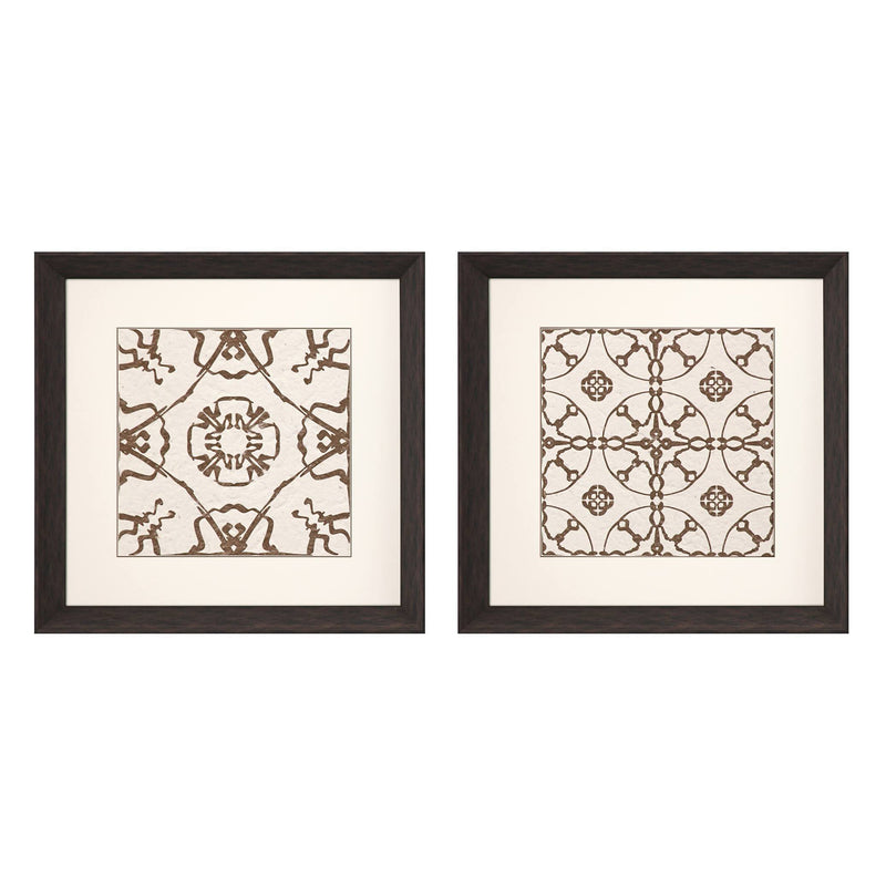 Saunders Motif On Cream I Framed Art Set of 2