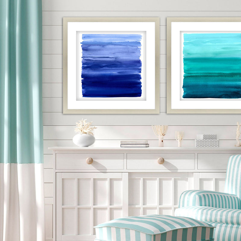 Corbin Ombre Blue Framed Art