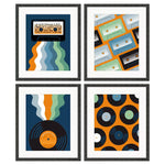 Marr Retro Vinyl Framed Art Set of 4