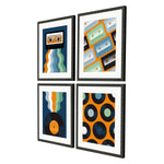 Marr Retro Vinyl Framed Art Set of 4