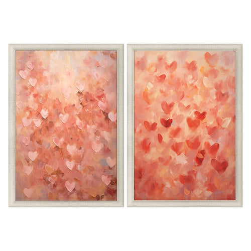 Petal Prints Heart Pattern Framed Art Set of 2