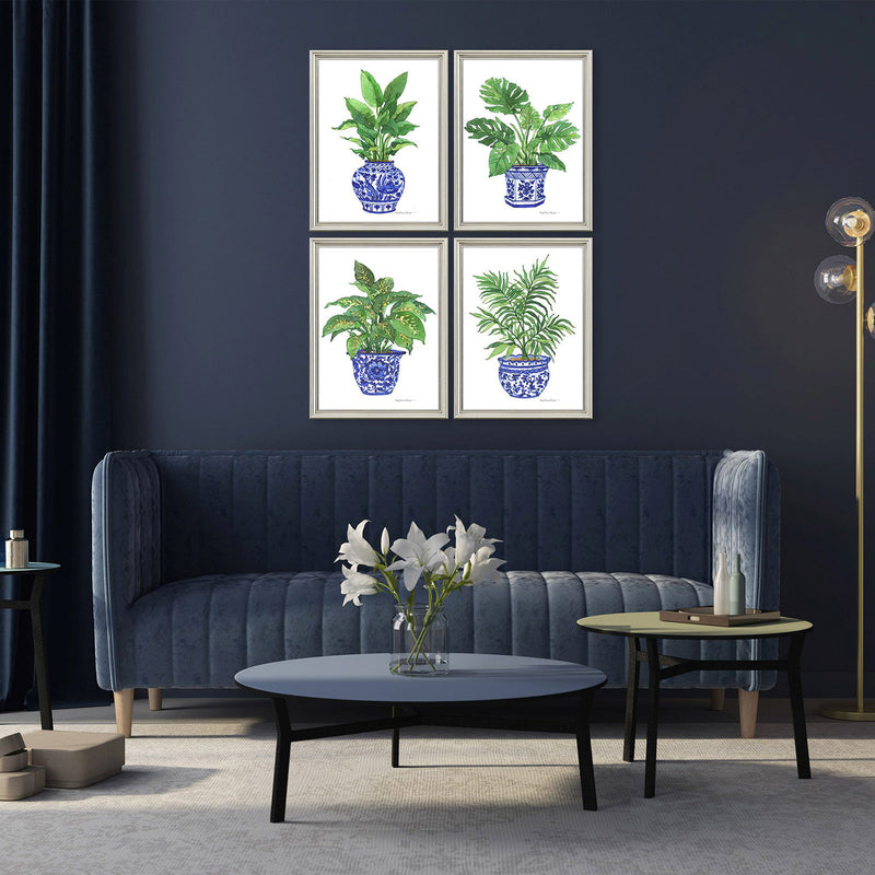 Robert Botanical Blues Framed Art Set of 4