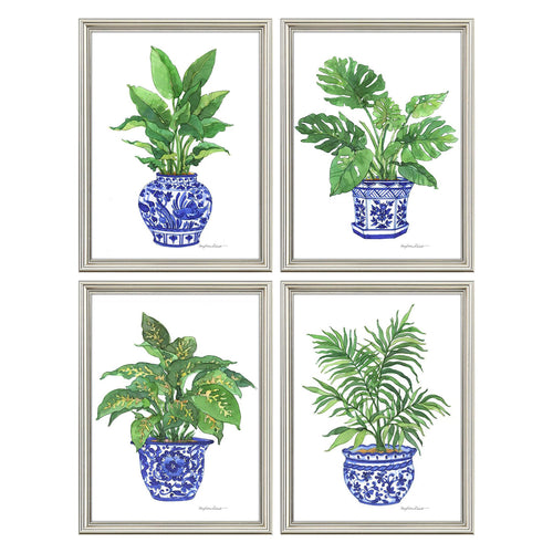 Robert Botanical Blues Framed Art Set of 4