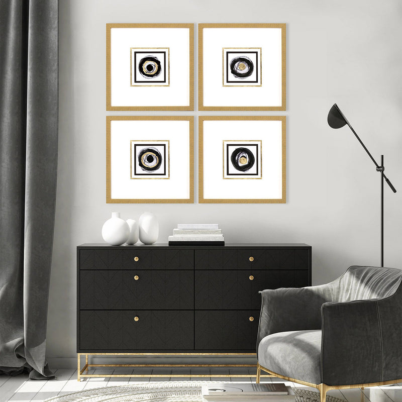 Cartissi White Black Gold Framed Art Set of 4