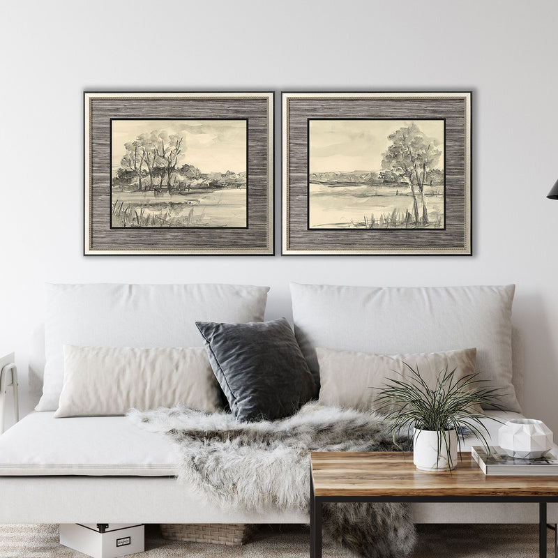 Harper Graphite Plein Air Framed Art Set of 2