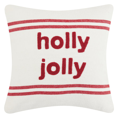 Stripe Holy Jolly Embroidered Throw Pillow