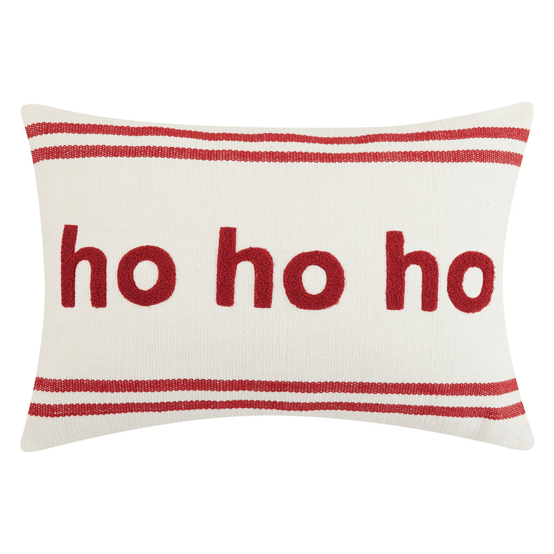 Stripe Ho Ho Ho Embroidered Throw Pillow