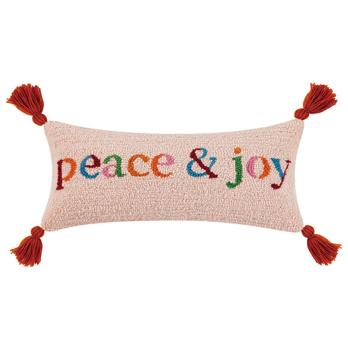 Ampersand Peace & Joy with Tassels Hook Throw Pillow