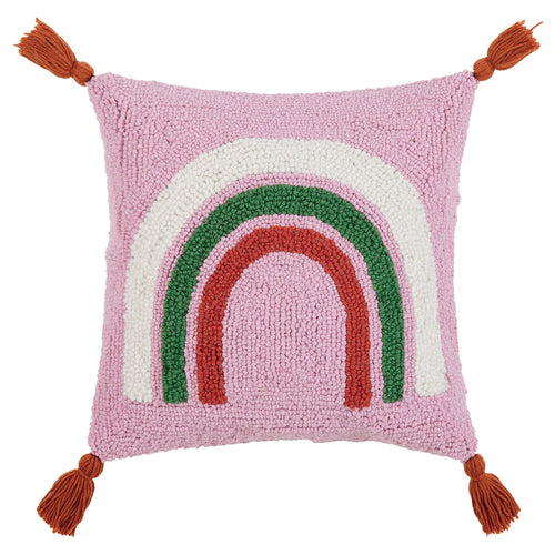 Ampersand Holiday Rainbow with Tassels Hook Throw Pillow