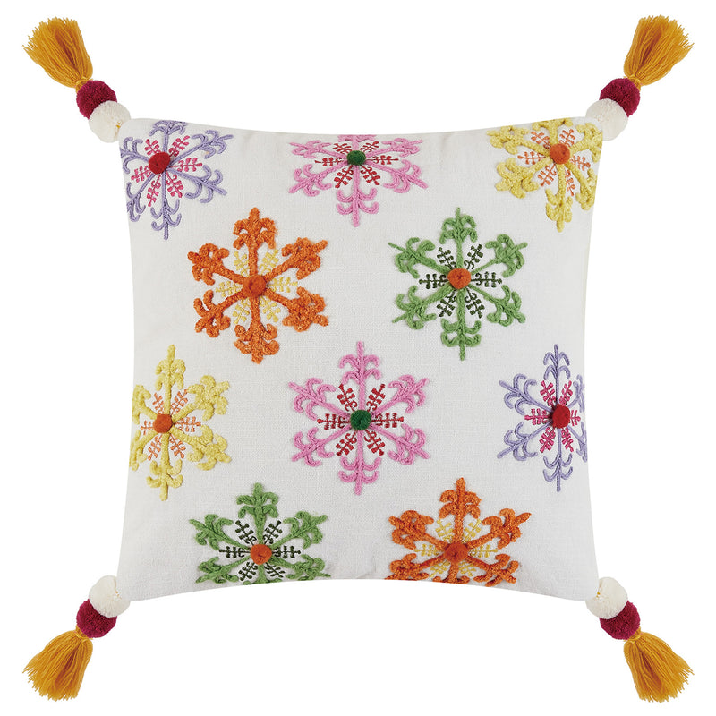 Snowflake Embroidered Throw Pillow