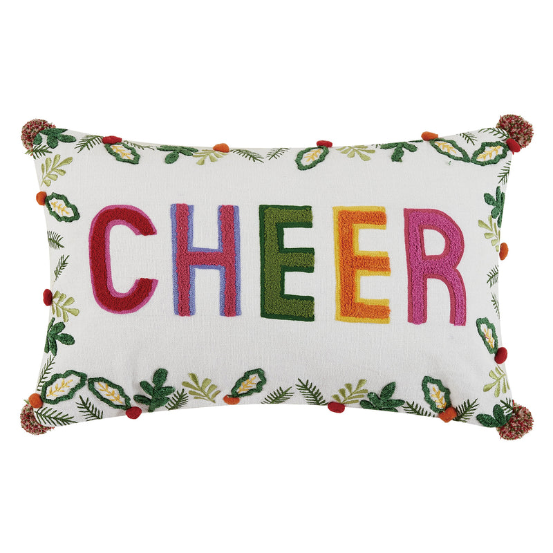 Cheer Embroidered Throw Pillow