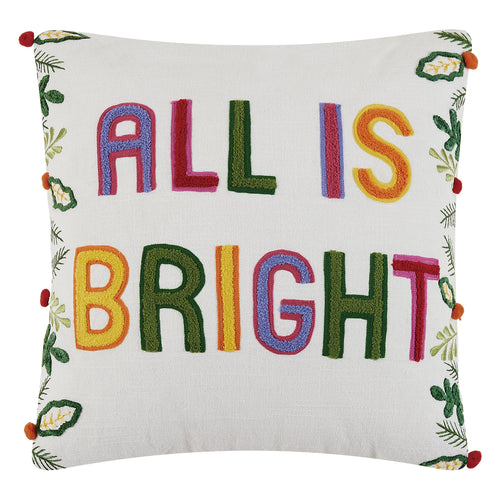 All Is Bright Embroidered Throw Pillow