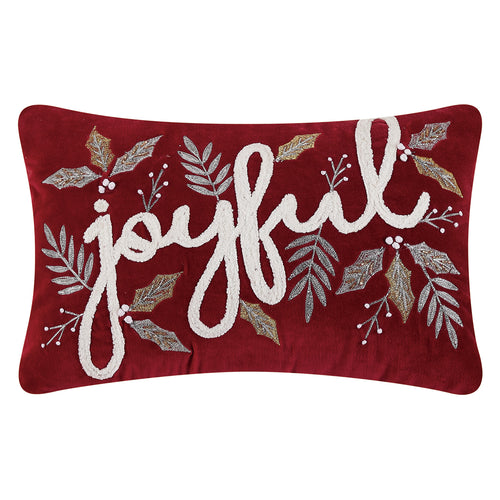 Gilded Joyful Embroidered Throw Pillow