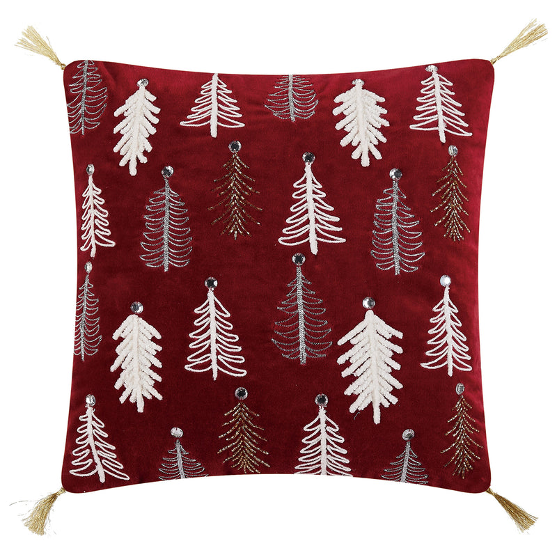 Gilded Trees Embroidered Throw Pillow