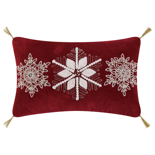 Gilded Snowflakes Embroidered Throw Pillow