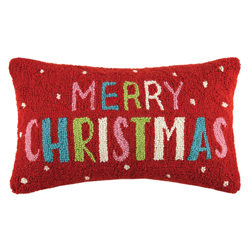 Multi Color Merry Christmas Hook Throw Pillow