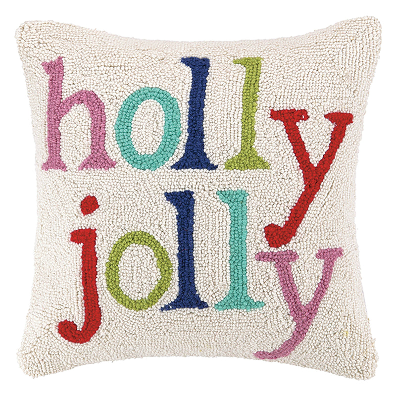 Holly Jolly Multi Color Hook Throw Pillow