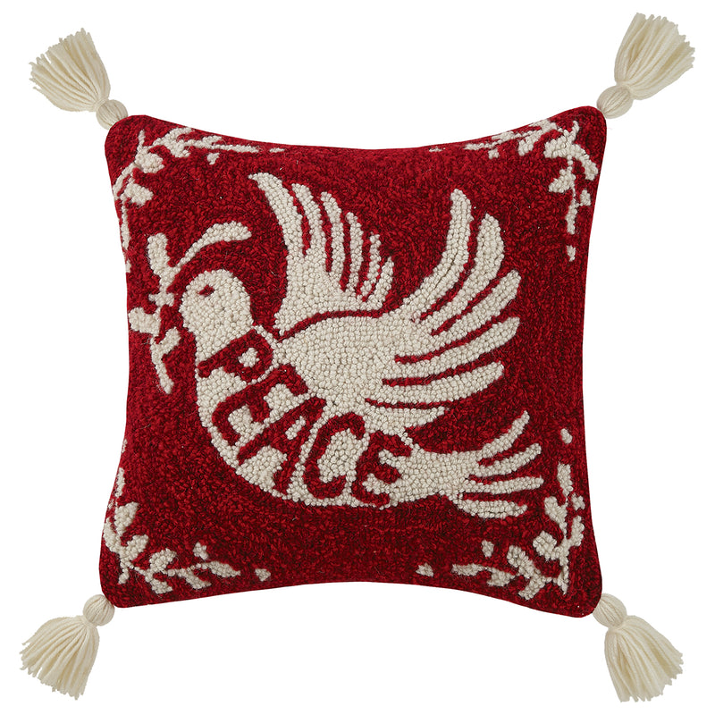 Peace Dove with Tassels Hook Throw Pillow