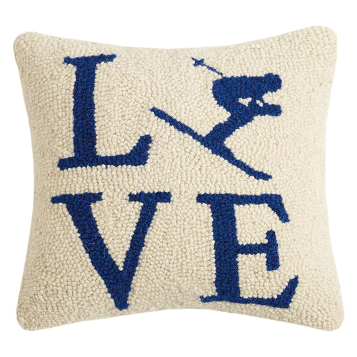 Love To Ski Hook Throw Pillow