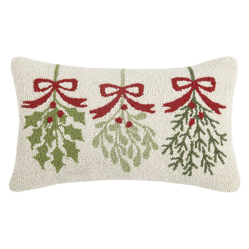 Three Mistletoe Hook Throw Pillow