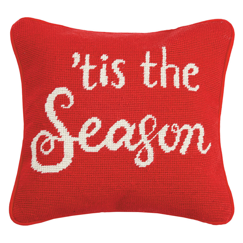 Tis The Season Needlepoint Throw Pillow