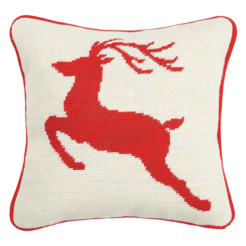 Reindeer Needlepoint Throw Pillow