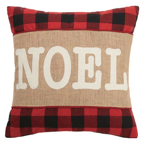 Noel Burlap Applique Throw Pillow