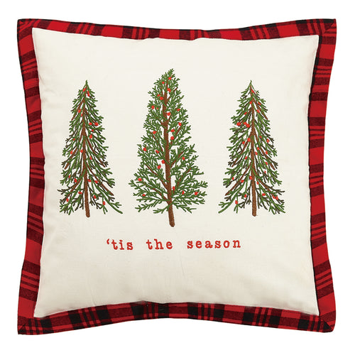 Tis The Season Embroidered Throw Pillow