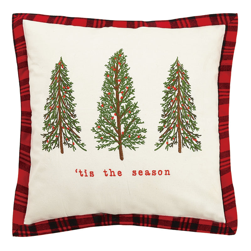 Tis The Season Embroidered Throw Pillow