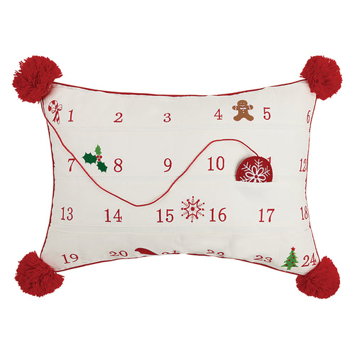 Advent Calendar Embroidered Throw Pillow