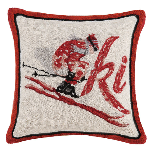 Skier Hook Throw Pillow