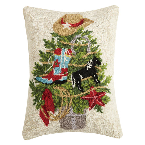 Western Christmas Tree Hook Throw Pillow