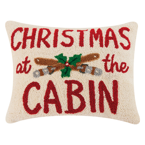 Christmas At The Cabin Hook Throw Pillow