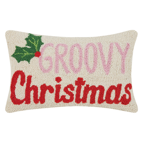 Groovy Christmas Hook Throw Pillow