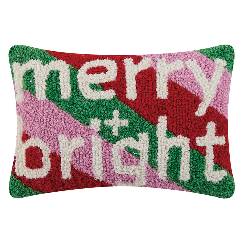 Merry & Bright Rainbow Hook Throw Pillow