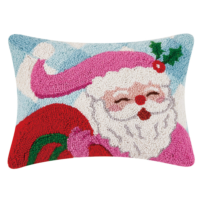 Festive Gingham Santa Hook Throw Pillow