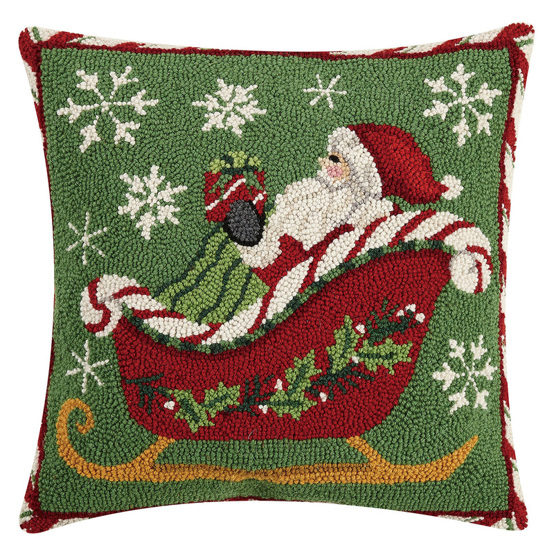 Santa Sleigh Hook Throw Pillow