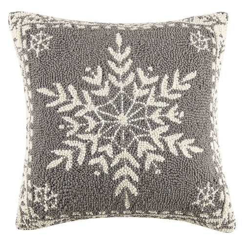 Winter Snowflake Gray Hook Throw Pillow