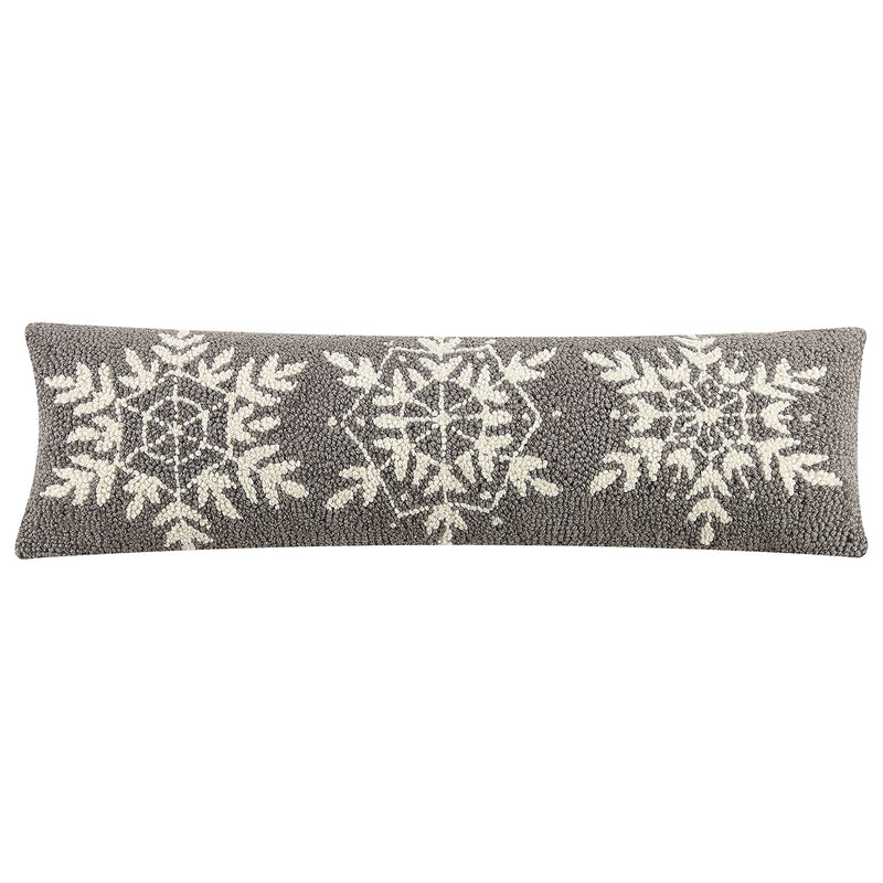 Winter Snowflake Gray Oblong Hook Throw Pillow