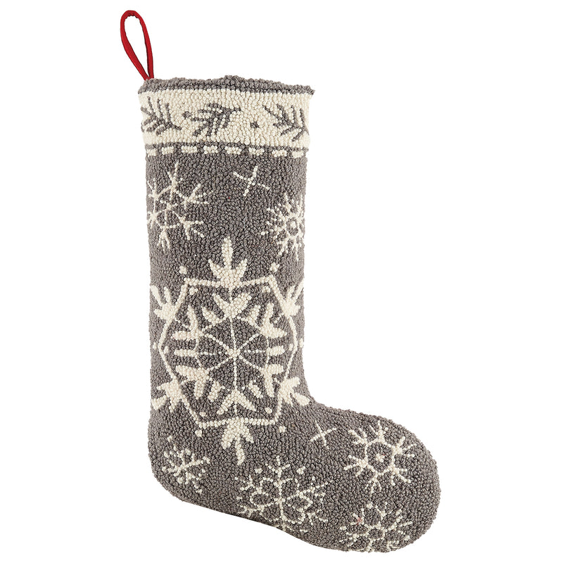 Winter Snowflake Gray Christmas Stocking