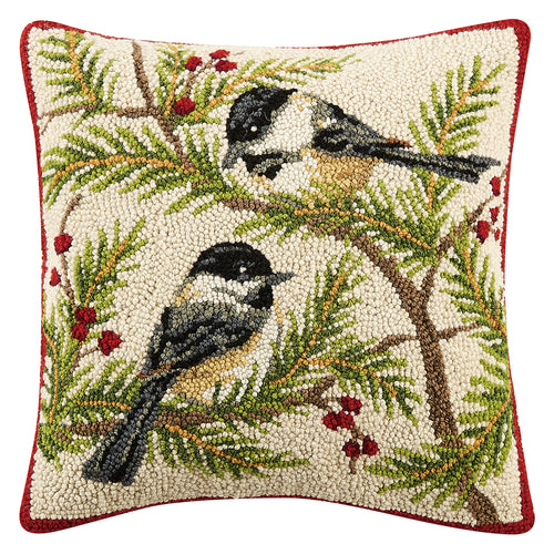 Chickadees Hook Throw Pillow