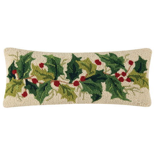 Holly Branch Hook Throw Pillow