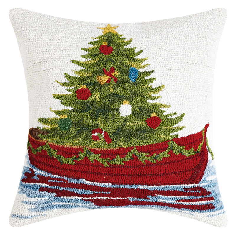 Xmas Tree in a Boat Hook Throw Pillow