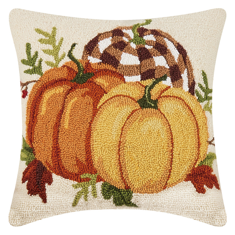 Ginghan Pumpkin Trio Hook Throw Pillow