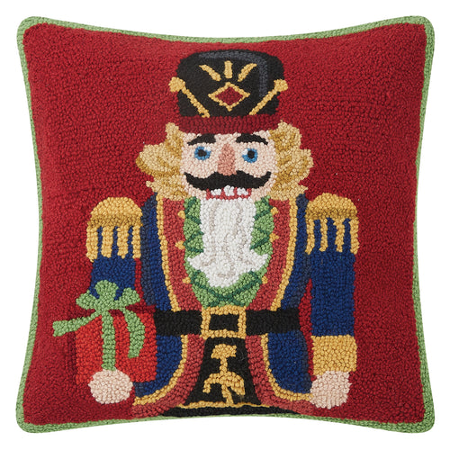 Nutcracker with Present Hook Throw Pillow