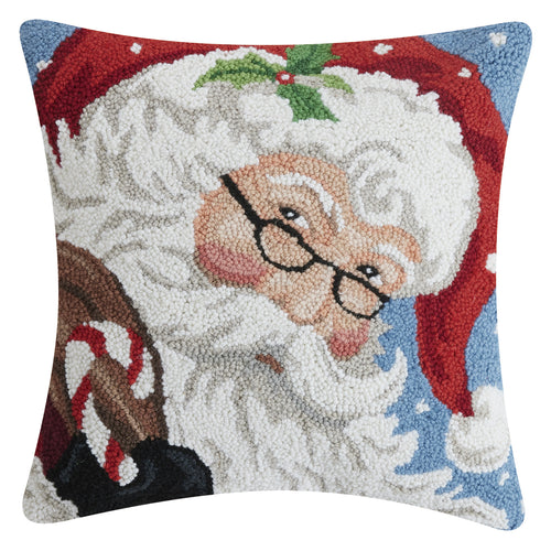 Santa With Glasses Hook Throw Pillow