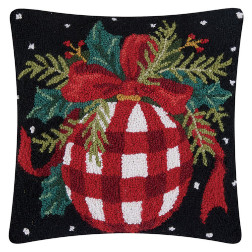 Red Gingham Ball Hook Throw Pillow