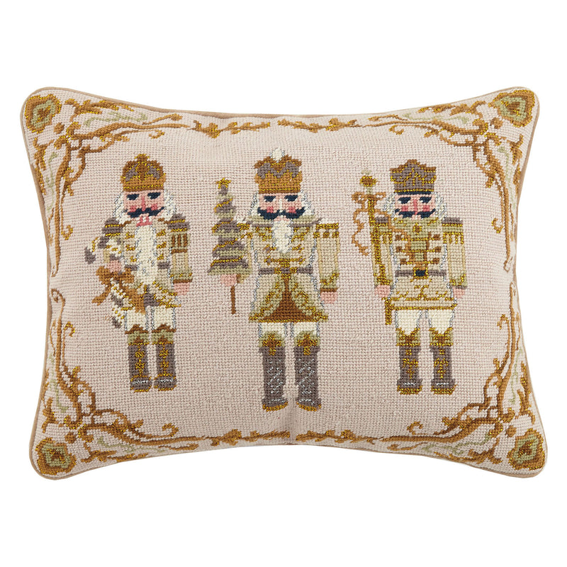 Golden Nutcracker Needlepoint Throw Pillow