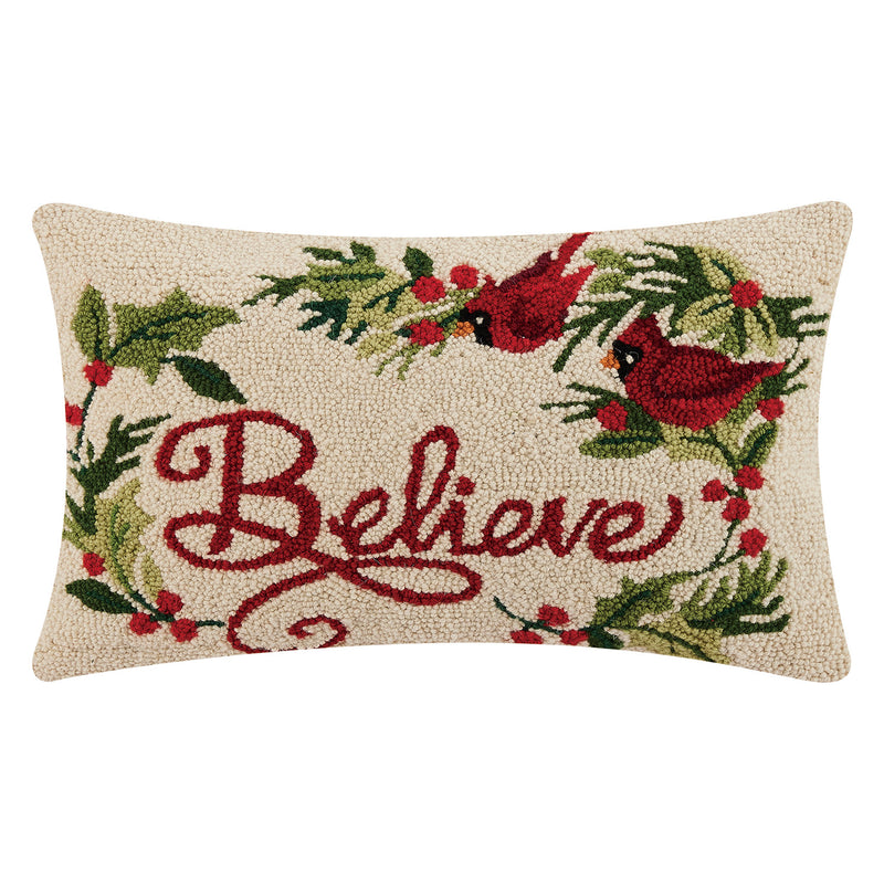 Believe with Cardinals Hook Throw Pillow